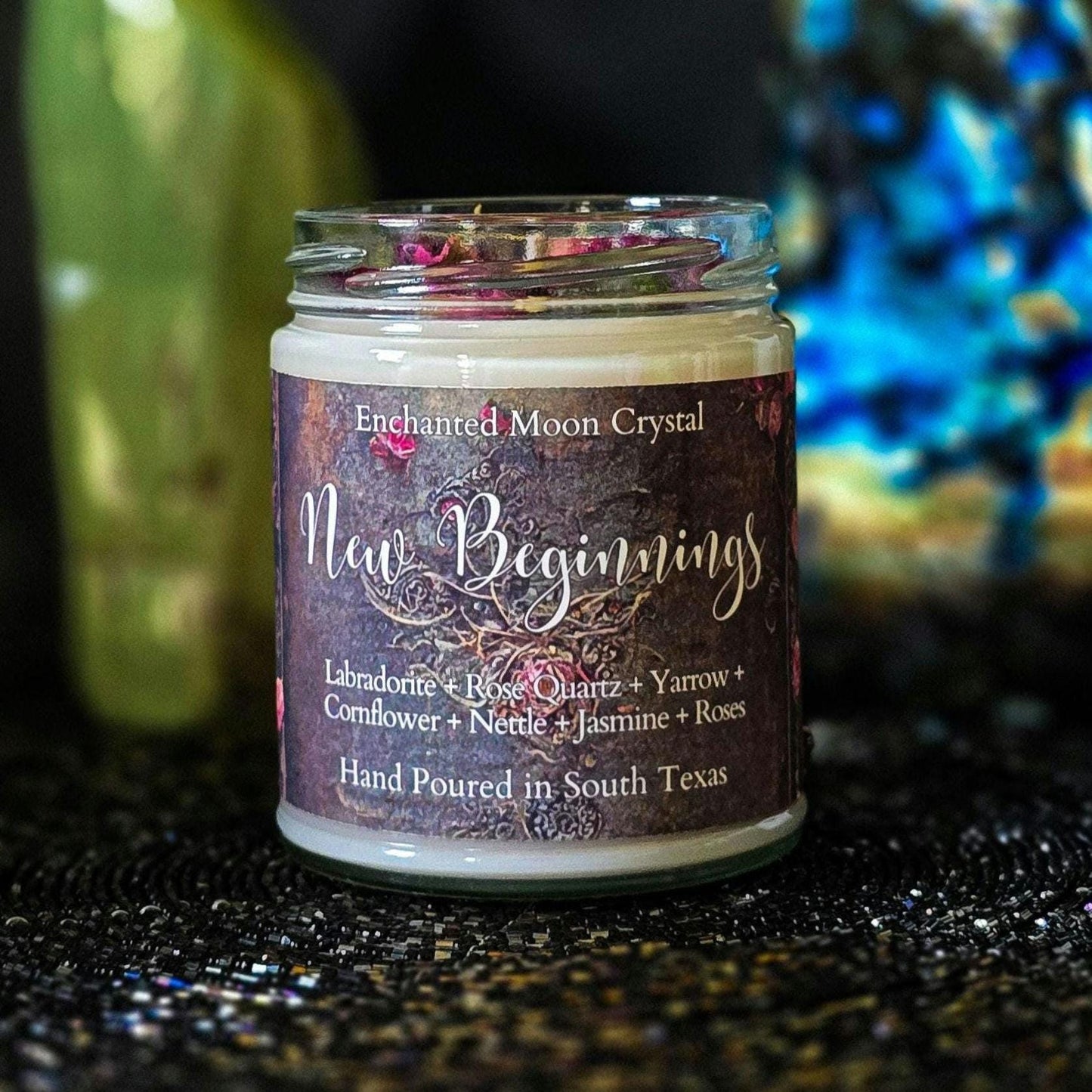 New Beginnings Intention Candle, Energy Cleanse, Higher Self, Crystal Candle, Self Love, Heart Centered, Spiritual Growth, Fresh Start