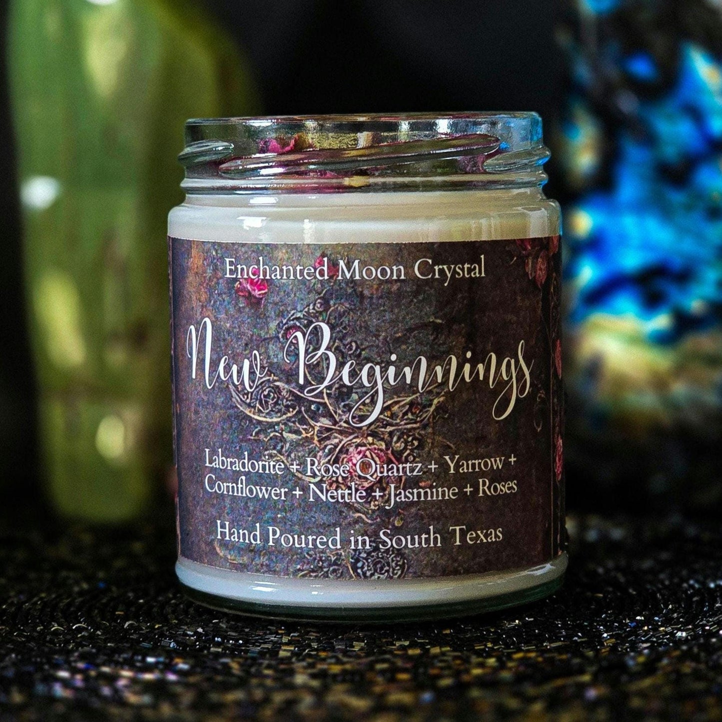 New Beginnings Intention Candle, Energy Cleanse, Higher Self, Crystal Candle, Self Love, Heart Centered, Spiritual Growth, Fresh Start