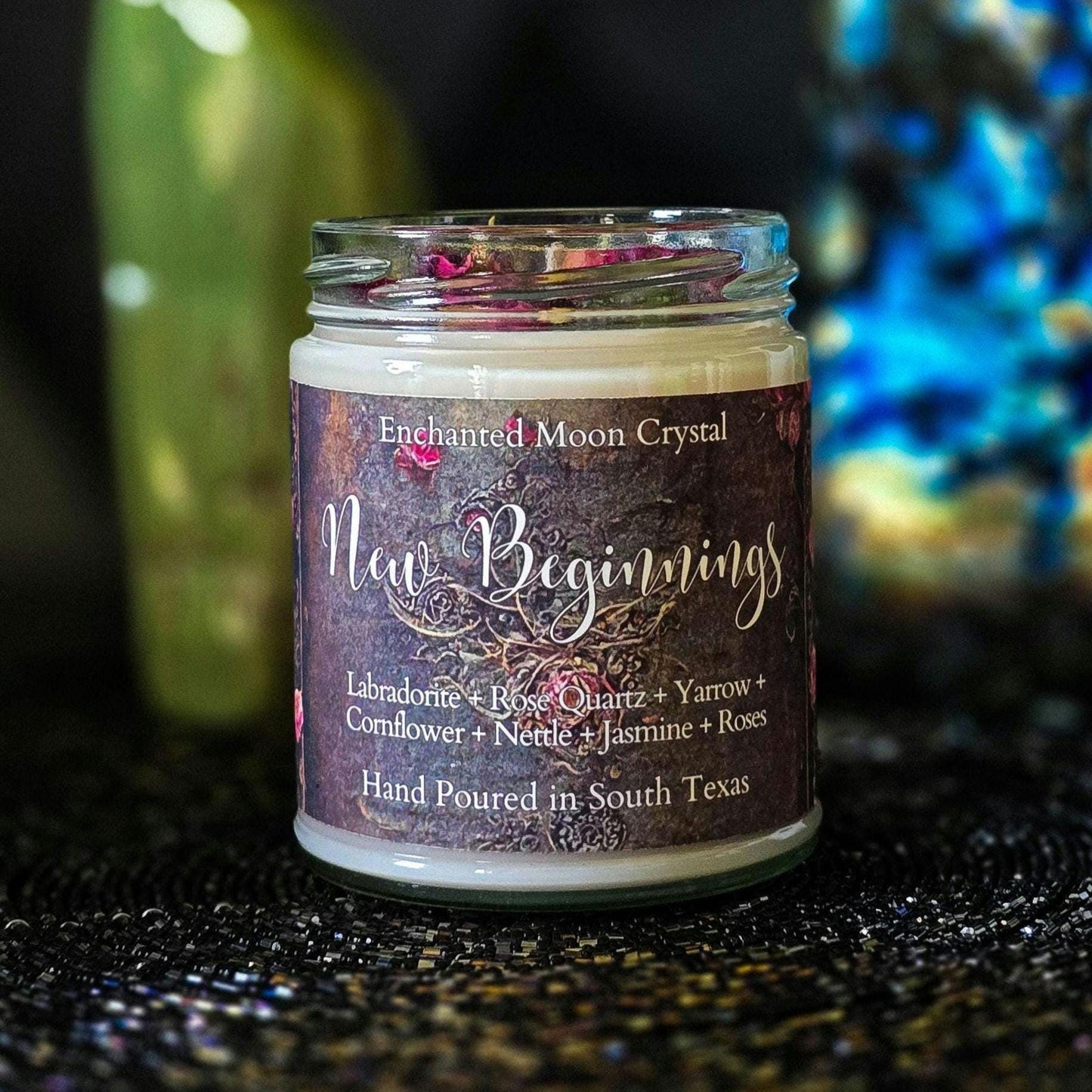 New Beginnings Intention Candle, Energy Cleanse, Higher Self, Crystal Candle, Self Love, Heart Centered, Spiritual Growth, Fresh Start