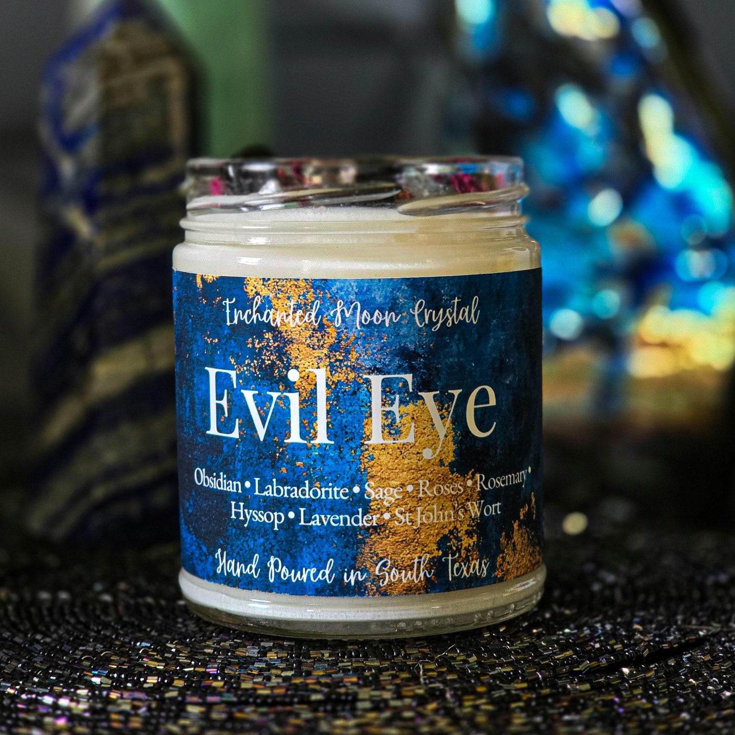 Evil Eye Candle, Spiritual Protection, Energy Cleanse, Banishing Spell, Healing Crystals, Remove Negative Energy, Block Spiritual Attacks