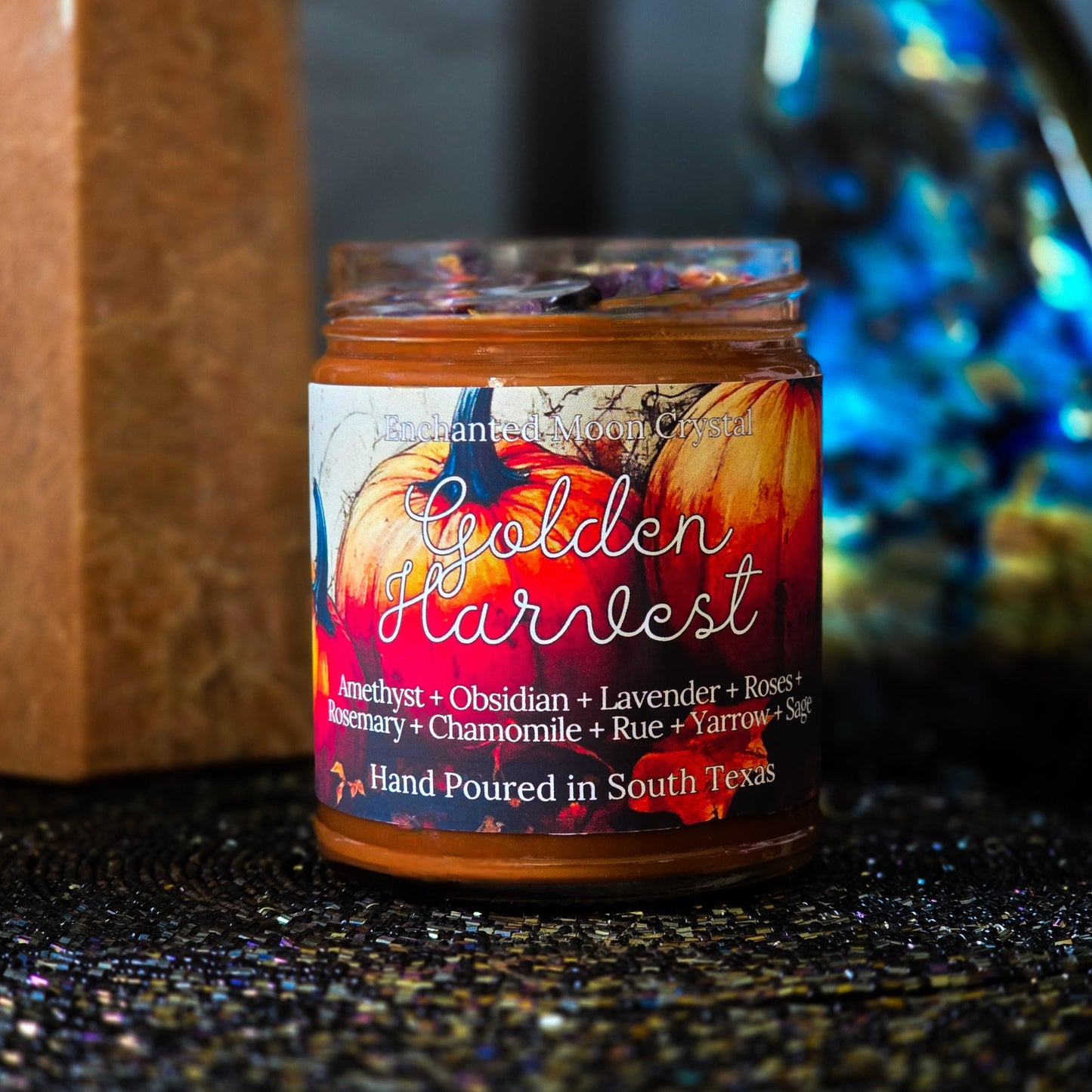 Golden Harvest Candle, Autumn Ritual, Fall Altar Decor, Witchcraft Supplies, Harvest Spice, Autumn Vibes