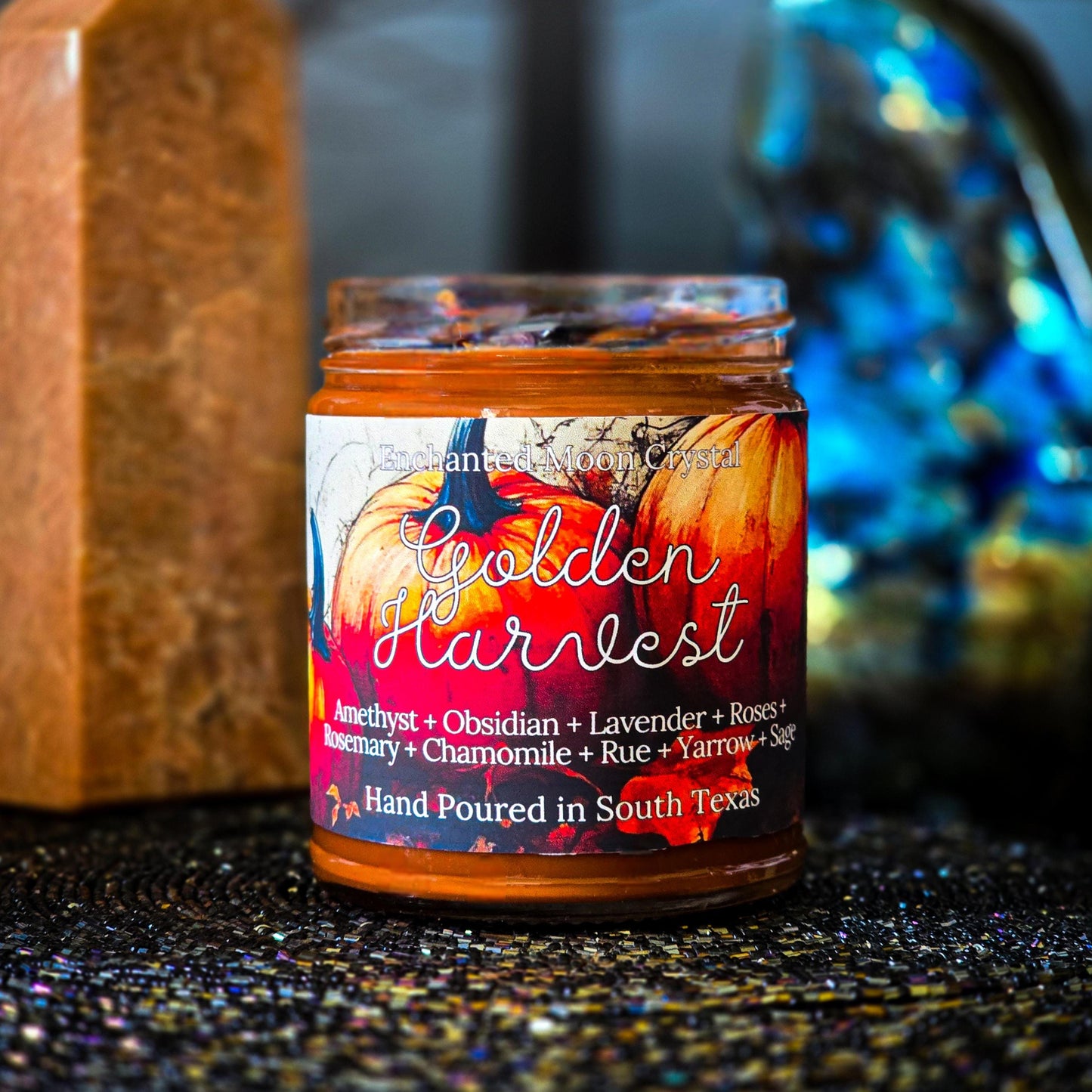 Golden Harvest Candle, Autumn Ritual, Fall Altar Decor, Witchcraft Supplies, Harvest Spice, Autumn Vibes