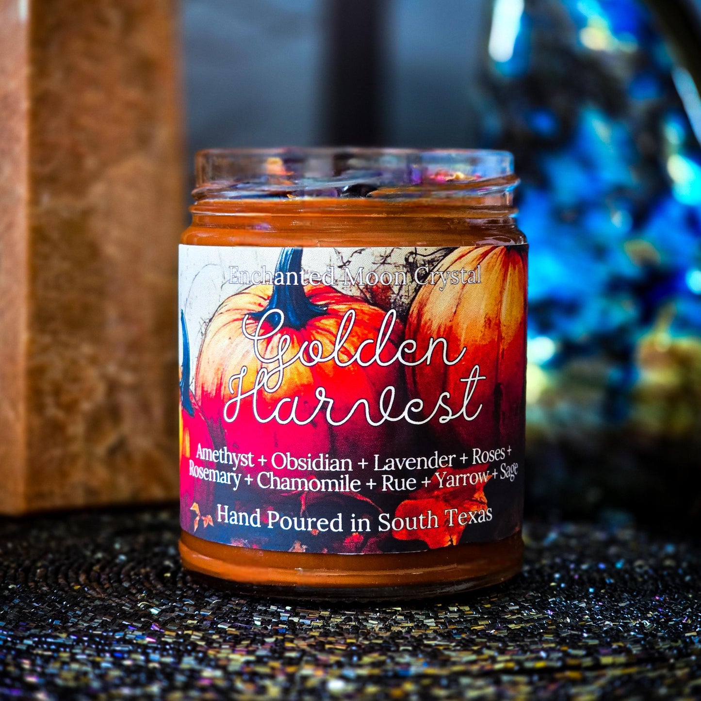 Golden Harvest Candle, Autumn Ritual, Fall Altar Decor, Witchcraft Supplies, Harvest Spice, Autumn Vibes