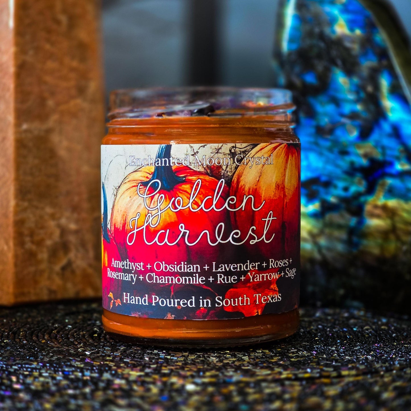 Golden Harvest Candle, Autumn Ritual, Fall Altar Decor, Witchcraft Supplies, Harvest Spice, Autumn Vibes