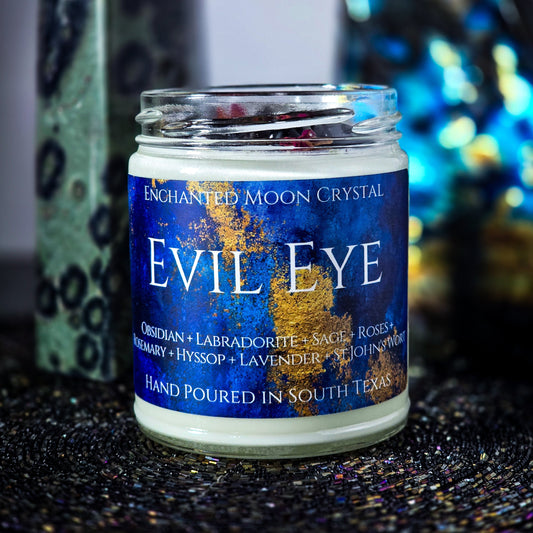 Evil Eye Candle, Spiritual Protection, Energy Cleanse, Banishing Spell, Healing Crystals, Remove Negative Energy, Block Spiritual Attacks
