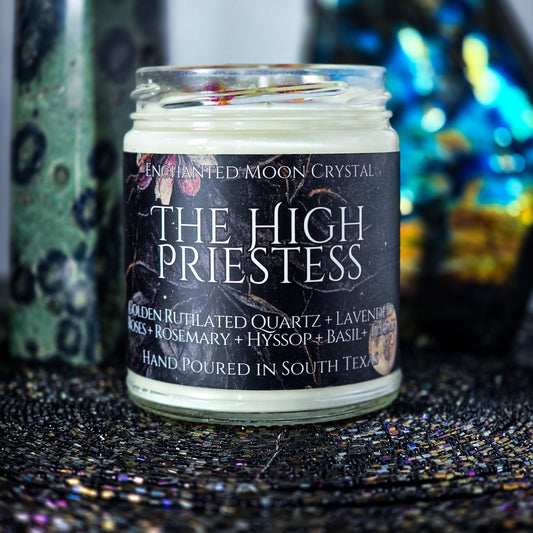 The High Priestess Candle, Spiritual Alchemy, Intuition, Esoteric, Divine Feminine, Higher Self, Inner Wisdom, Stoicism, Empathetic, Healer