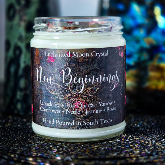 New Beginnings Intention Candle, Energy Cleanse, Higher Self, Crystal Candle, Self Love, Heart Centered, Spiritual Growth, Fresh Start